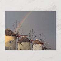 Europe, Greece, Mykonos. wind mill with rainbow