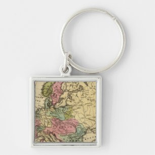 Europe Hand Coloured Atlas Map 2 Key Ring