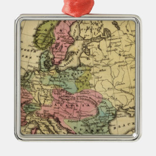 Europe Hand Coloured Atlas Map 2 Metal Ornament