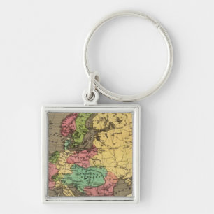 Europe Hand Coloured Atlas Map Key Ring