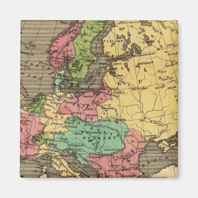 Europe Hand Coloured Atlas Map Magnet (Front)