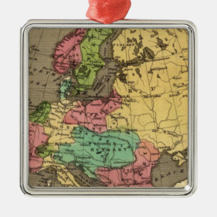 Europe Hand Coloured Atlas Map Metal Ornament