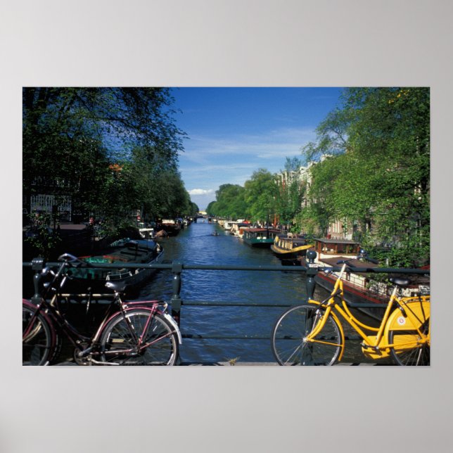 Europe, Holland, Amsterdam, yellow bicycle and Poster (Front)