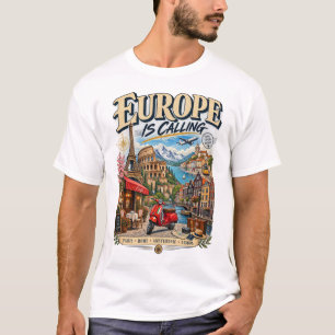 Europe Is Calling T-Shirt Vintage European Trave