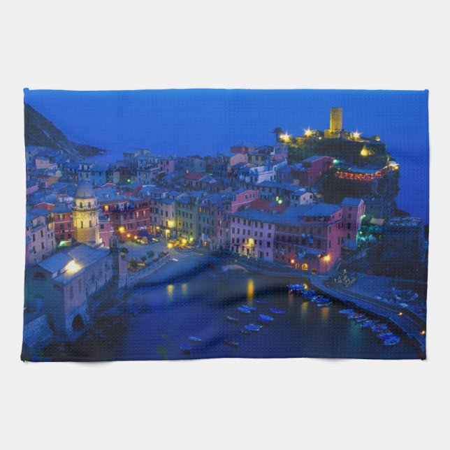Europe, Italy, Cinque Terre, Vernazza. Hillside Tea Towel (Horizontal)