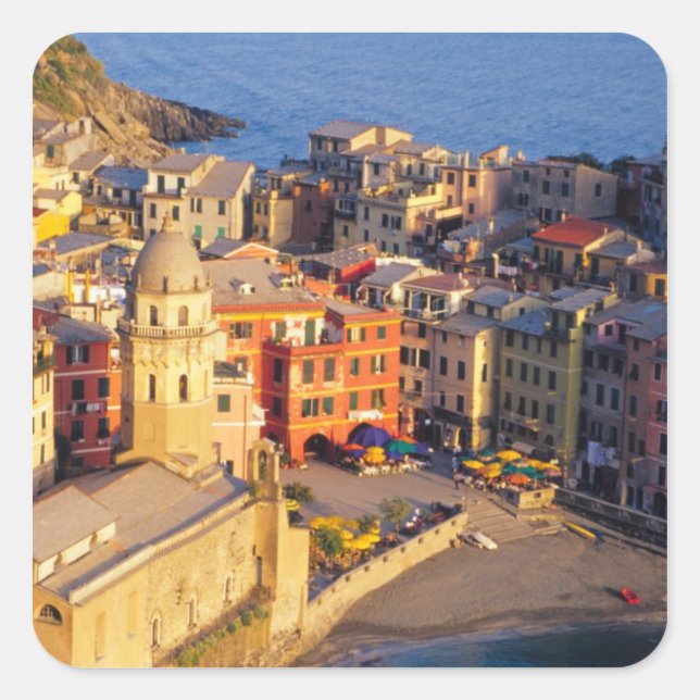 Europe, Italy, Cinque Terre. Village of Vernazza Square Sticker (Front)