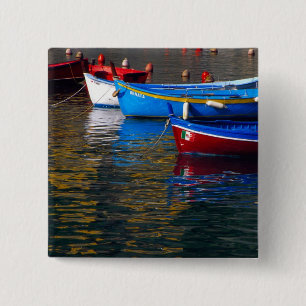 Europe, Italy, Cinque Terry, boats in Vernazza 15 Cm Square Badge