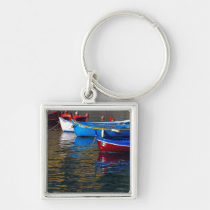 Europe, Italy, Cinque Terry, boats in Vernazza Key Ring