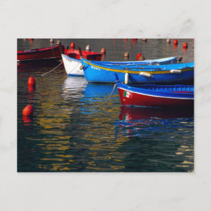 Europe, Italy, Cinque Terry, boats in Vernazza Postcard