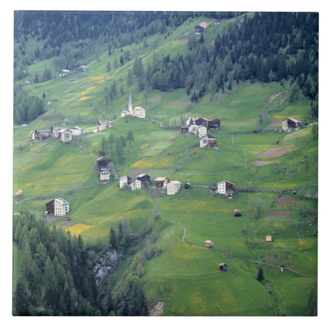 Europe, Italy, Dolomite Alps. This tiny village Ceramic Tile (Front)