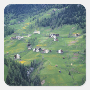 Europe, Italy, Dolomite Alps. This tiny village Square Sticker
