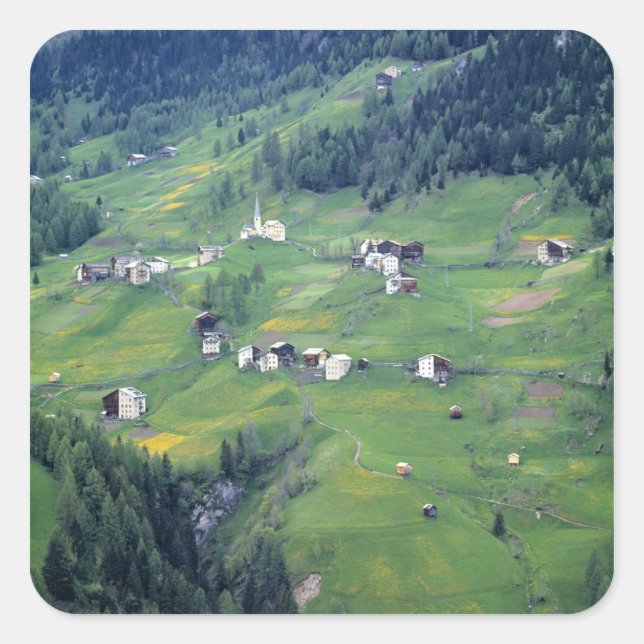 Europe, Italy, Dolomite Alps. This tiny village Square Sticker (Front)