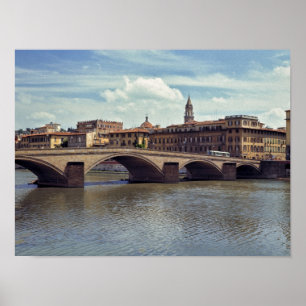 Europe, Italy, Florence. The Arno River flows Poster