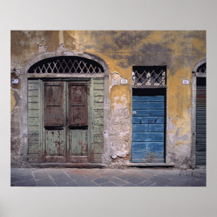 Europe, Italy, Lucca. These old doors add Poster