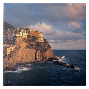 Europe, Italy, Manarola. The cliff-nestled Tile