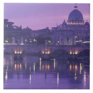 Europe, Italy, Rome. St. Peter's and Ponte Sant Ceramic Tile