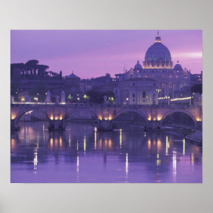 Europe, Italy, Rome. St. Peter's and Ponte Sant Poster