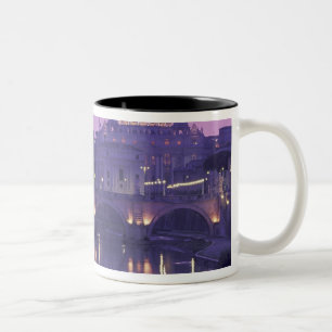 Europe, Italy, Rome. St. Peter's and Ponte Sant Two-Tone Coffee Mug