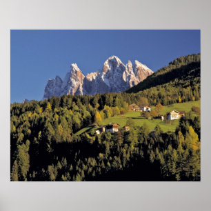 Europe, Italy, San Pietro. The Odle Group seem Poster