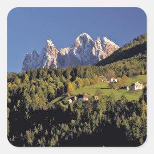 Europe, Italy, San Pietro. The Odle Group seem Square Sticker