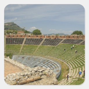 Europe, Italy, Sicily, Taormina. 3rd century 2 Square Sticker