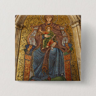 Europe, Italy, Sicily, Taormina. Madonna & child 15 Cm Square Badge
