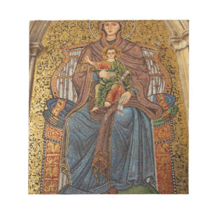 Europe, Italy, Sicily, Taormina. Madonna & child Notepad