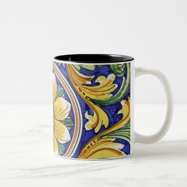 Europe, Italy, Sicily, Taormina. Traditional 4 Two-Tone Coffee Mug (Right)