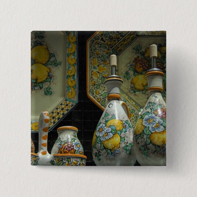 Europe, Italy, Sicily, Taormina. Traditional 7 15 Cm Square Badge (Front)