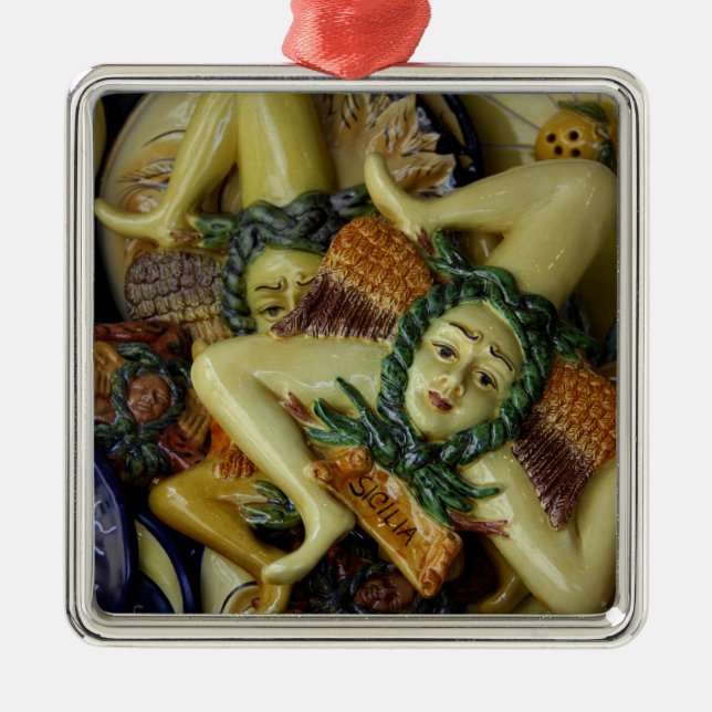 Europe, Italy, Sicily, Taormina. Traditional 9 Metal Ornament (Front)