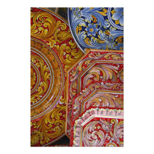 Europe, Italy, Sicily, Taormina. Traditional 9 Photo Print