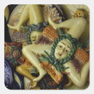 Europe, Italy, Sicily, Taormina. Traditional 9 Square Sticker