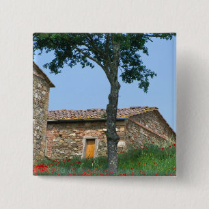 Europe, Italy, Tuscany, abandoned villa in 15 Cm Square Badge