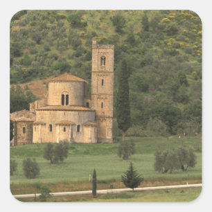Europe, Italy, Tuscany. Abbazia di Sant'Antimo, Square Sticker