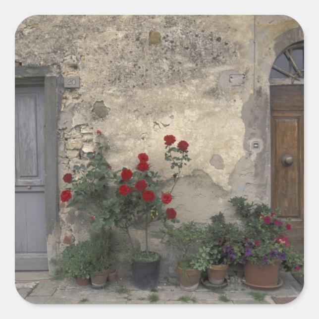 Europe, Italy, Tuscany, Chianti, Tuscan doorway; Square Sticker (Front)