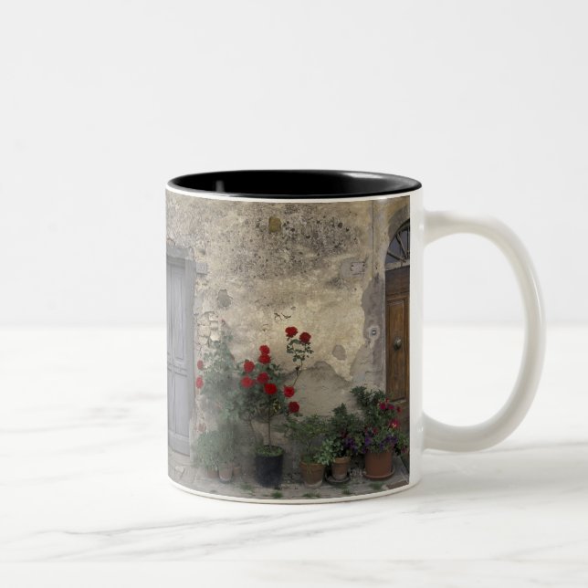 Europe, Italy, Tuscany, Chianti, Tuscan doorway; Two-Tone Coffee Mug (Right)