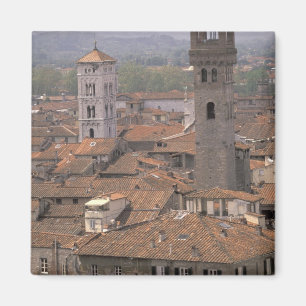 Europe, Italy, Tuscany, Lucca, Town panorama Magnet