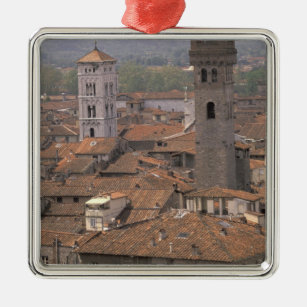Europe, Italy, Tuscany, Lucca, Town panorama Metal Ornament