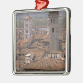 Europe, Italy, Tuscany, Lucca, Town panorama Metal Ornament (Left)