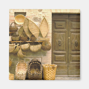 Europe, Italy, Tuscany, Montalcino. Basket Magnet