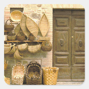 Europe, Italy, Tuscany, Montalcino. Basket Square Sticker