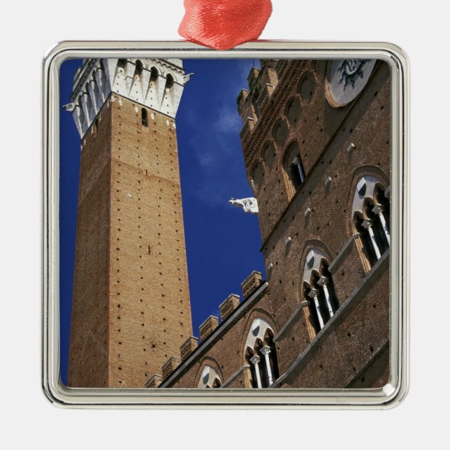Europe, Italy, Tuscany, Siena. Torre del Metal Ornament (Front)