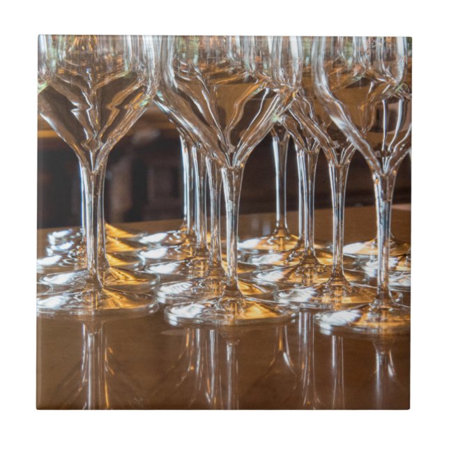 Europe, Italy, Tuscany. Wine glasses in a winery Ceramic Tile (Front)