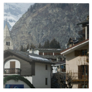 Europe, Italy, Valle d'Aosta, COURMAYEUR: Town Ceramic Tile