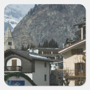 Europe, Italy, Valle d'Aosta, COURMAYEUR: Town Square Sticker