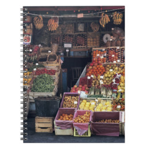 Europe, Italy, Venice area. Colourful fruits and Notebook