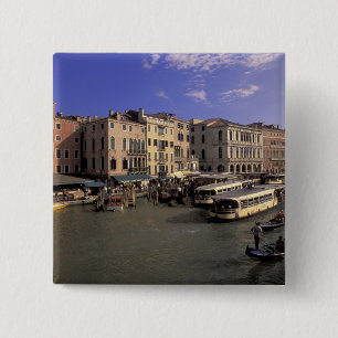 Europe, Italy, Venice, Boat traffic by Rialto 15 Cm Square Badge