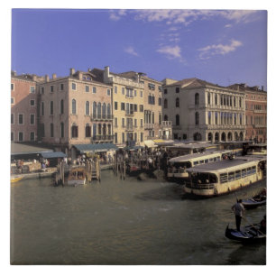 Europe, Italy, Venice, Boat traffic by Rialto Tile