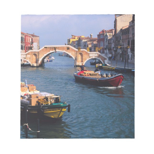 Europe, Italy, Venice. Boats bringing in Notepad (Front)