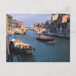 Europe, Italy, Venice. Boats bringing in Postcard